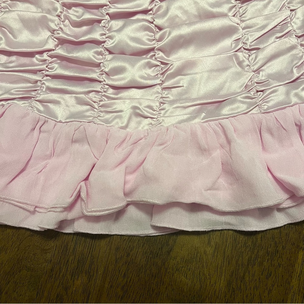 NWT Anthropologie Maeve Satin Chiffon Ruched Mini Skirt Pink Size M Coquette - Picture 10 of 13